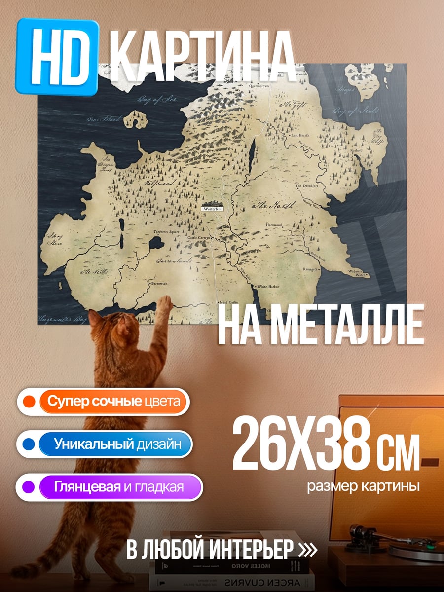 Картина на металле Карта Вестероса