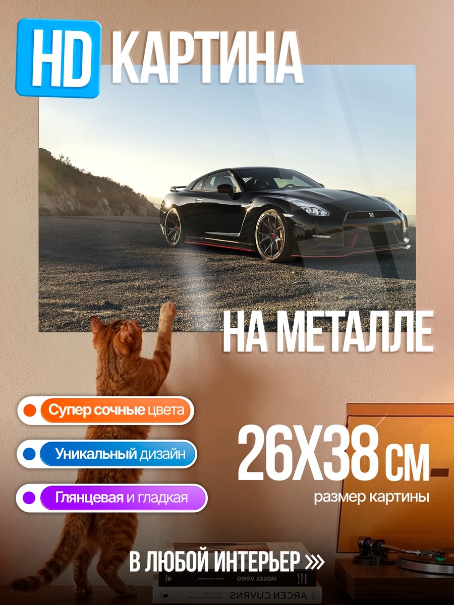 Картина на металле Черный спорткар