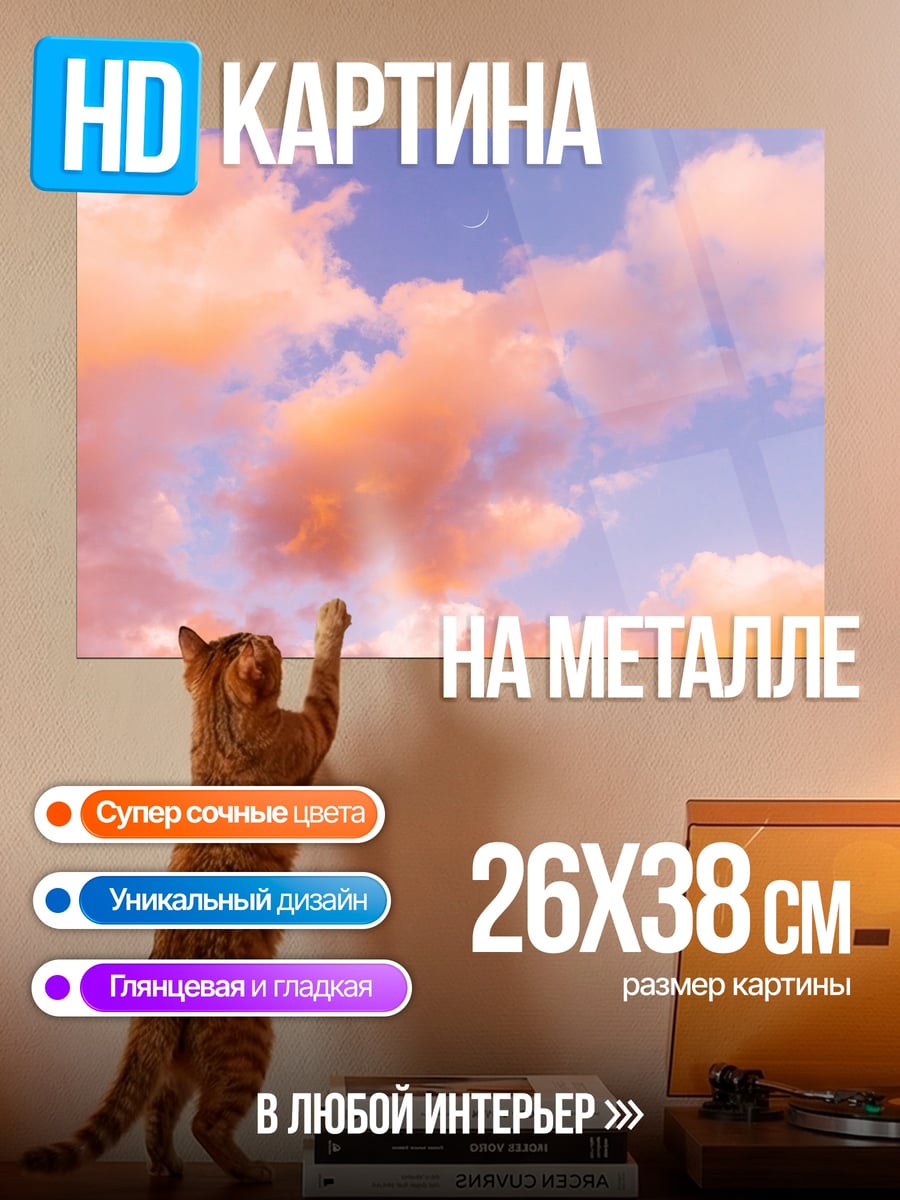 Картина на металле Розовые облака