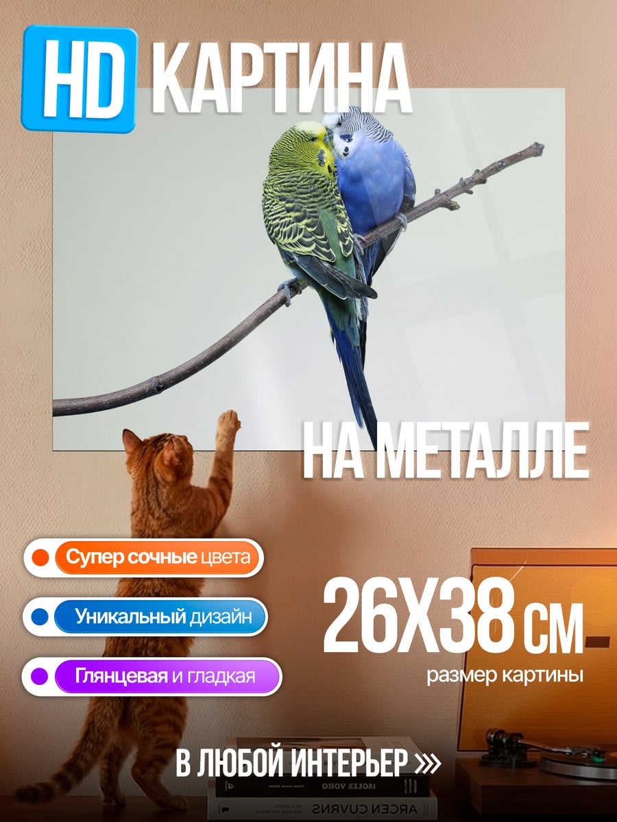 Картина на металле Две птички
