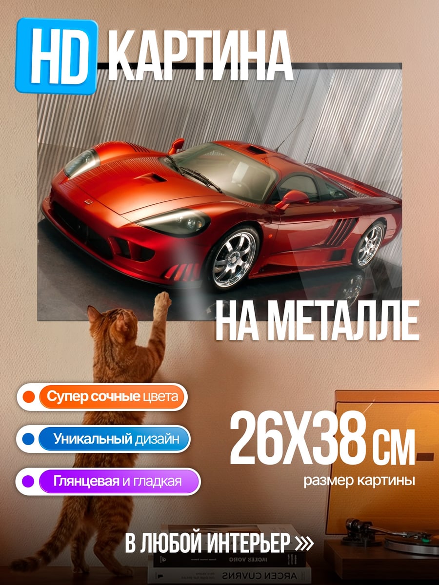Картина на металле Красный спорткар