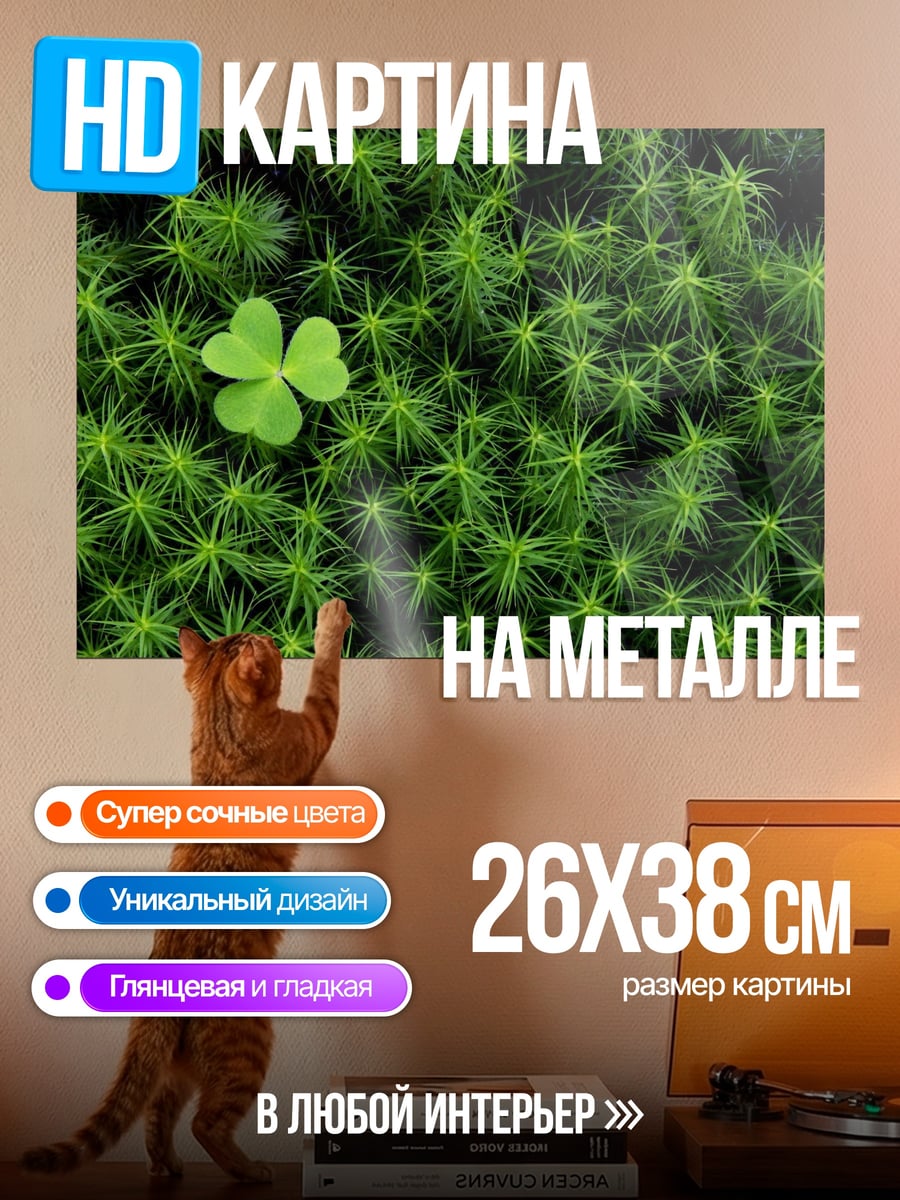 Картина на металле Клевер на мху