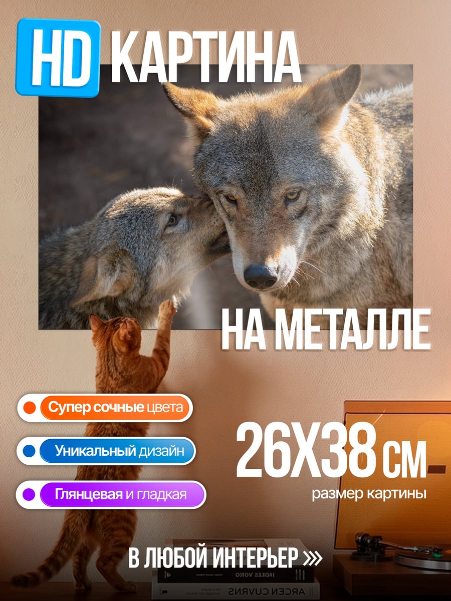 Картина на металле Два волка