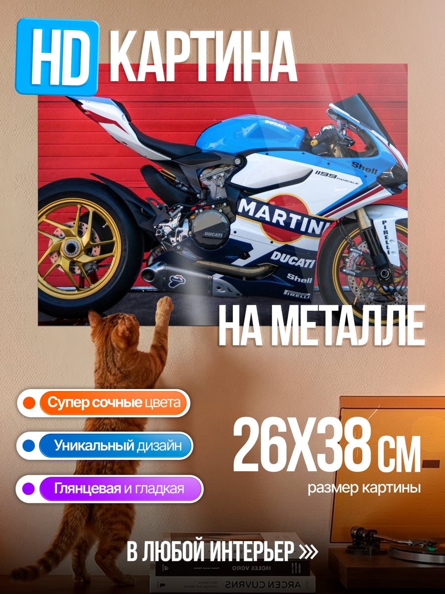 Картина на металле Гоночный мотоцикл