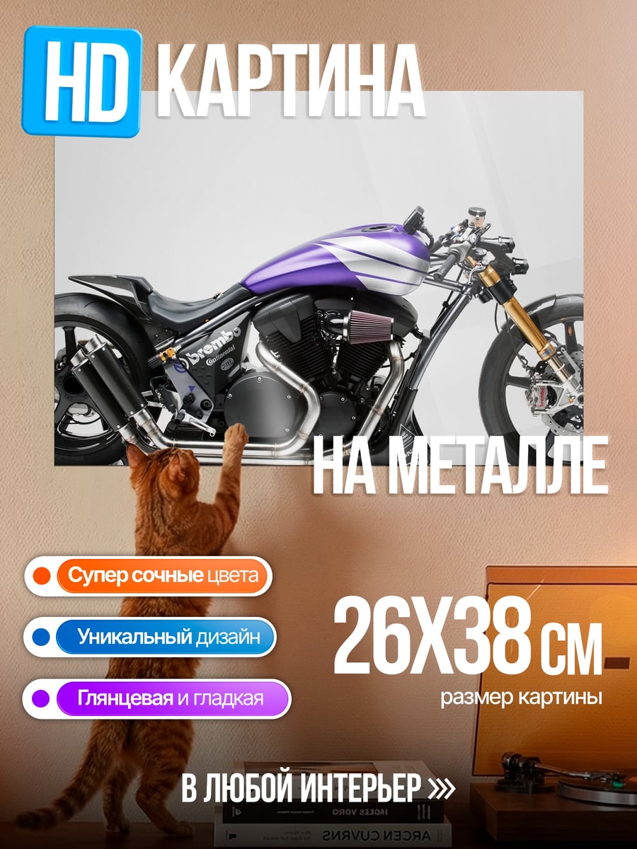 Картина на металле Кастомный мотоцикл