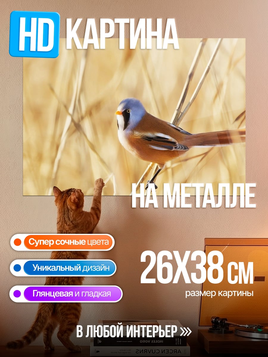 Картина на металле Птица в камышах
