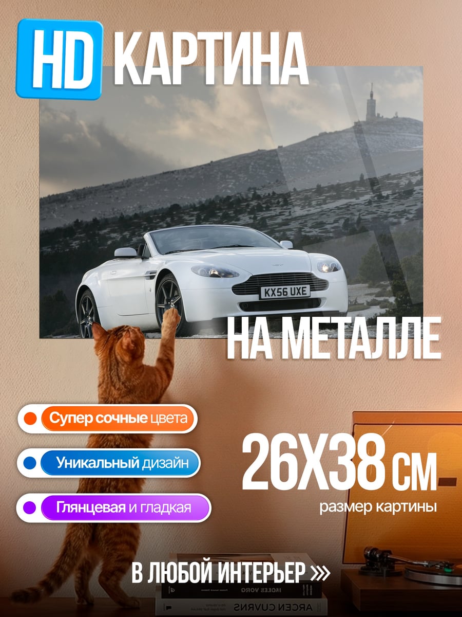 Картина на металле Белый спорткар