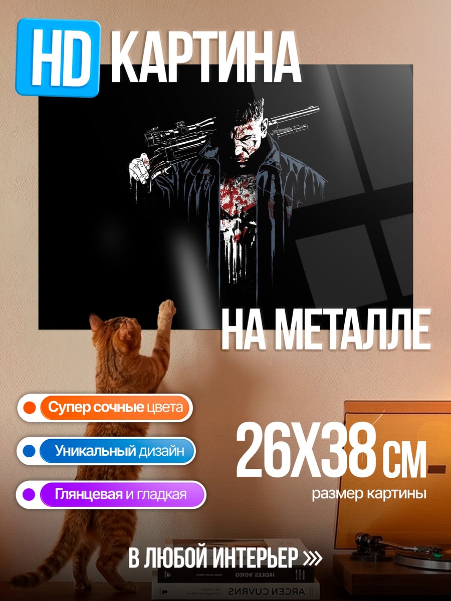 Картина на металле Каратель с оружием