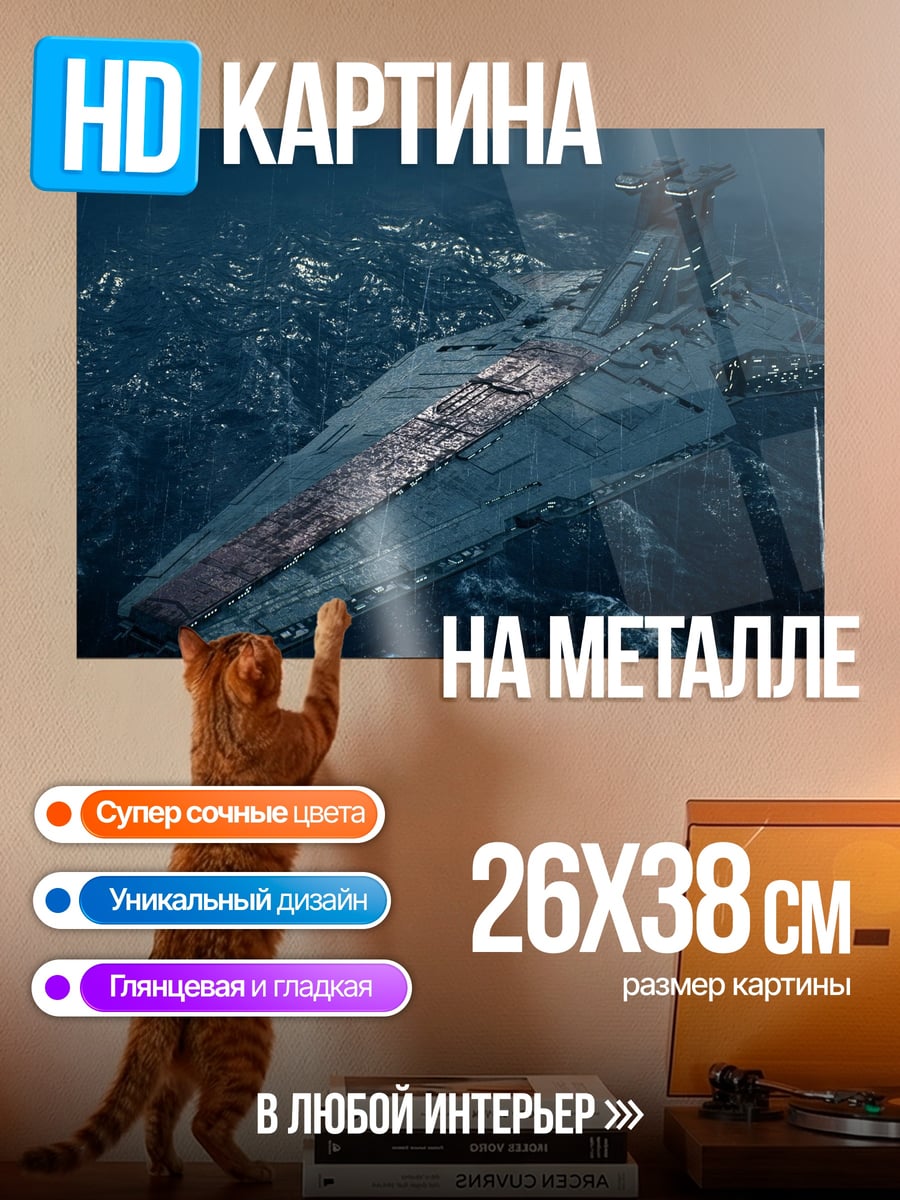 Картина на металле Звездный разрушитель на дне