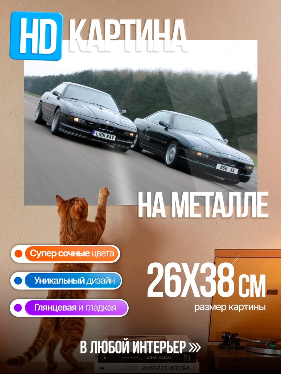 Картина на металле Два черных BMW