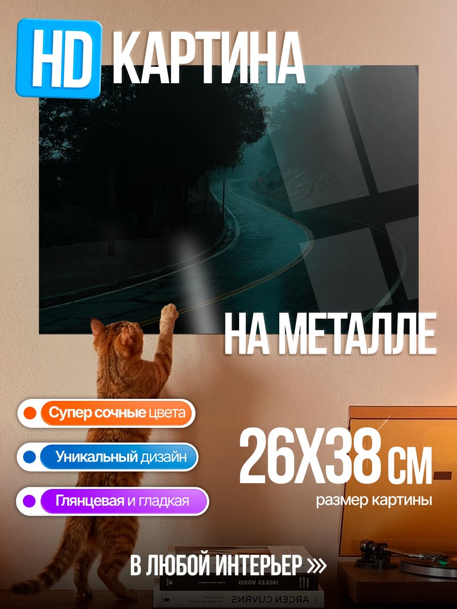 Картина на металле Туманная дорога