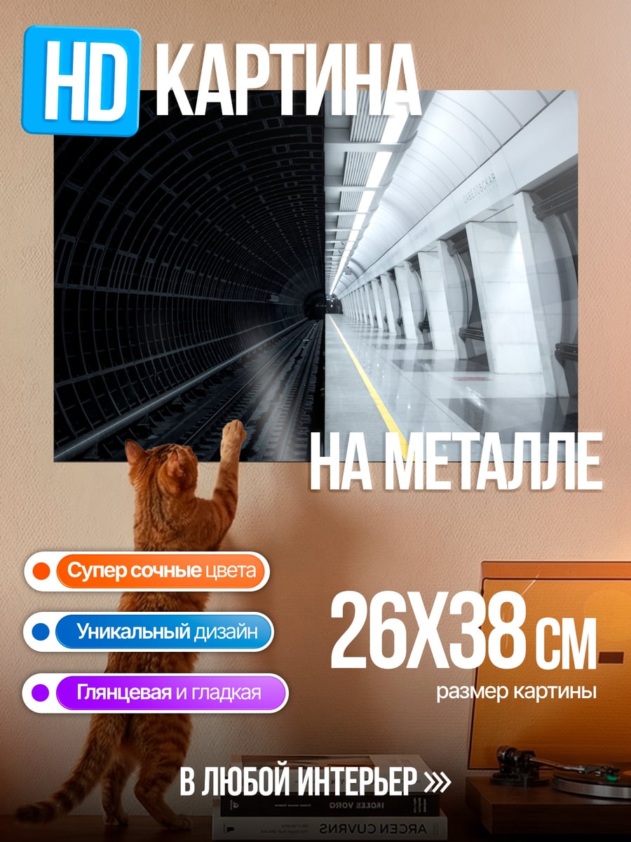 Картина на металле Метро контраст