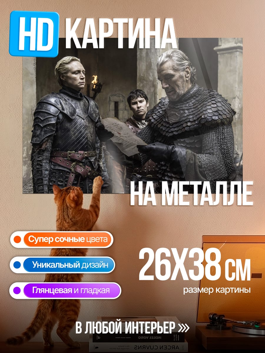 Картина на металле Два воина в доспехах