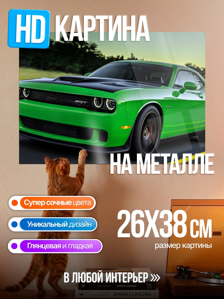 Картина на металле Зеленый маслкар