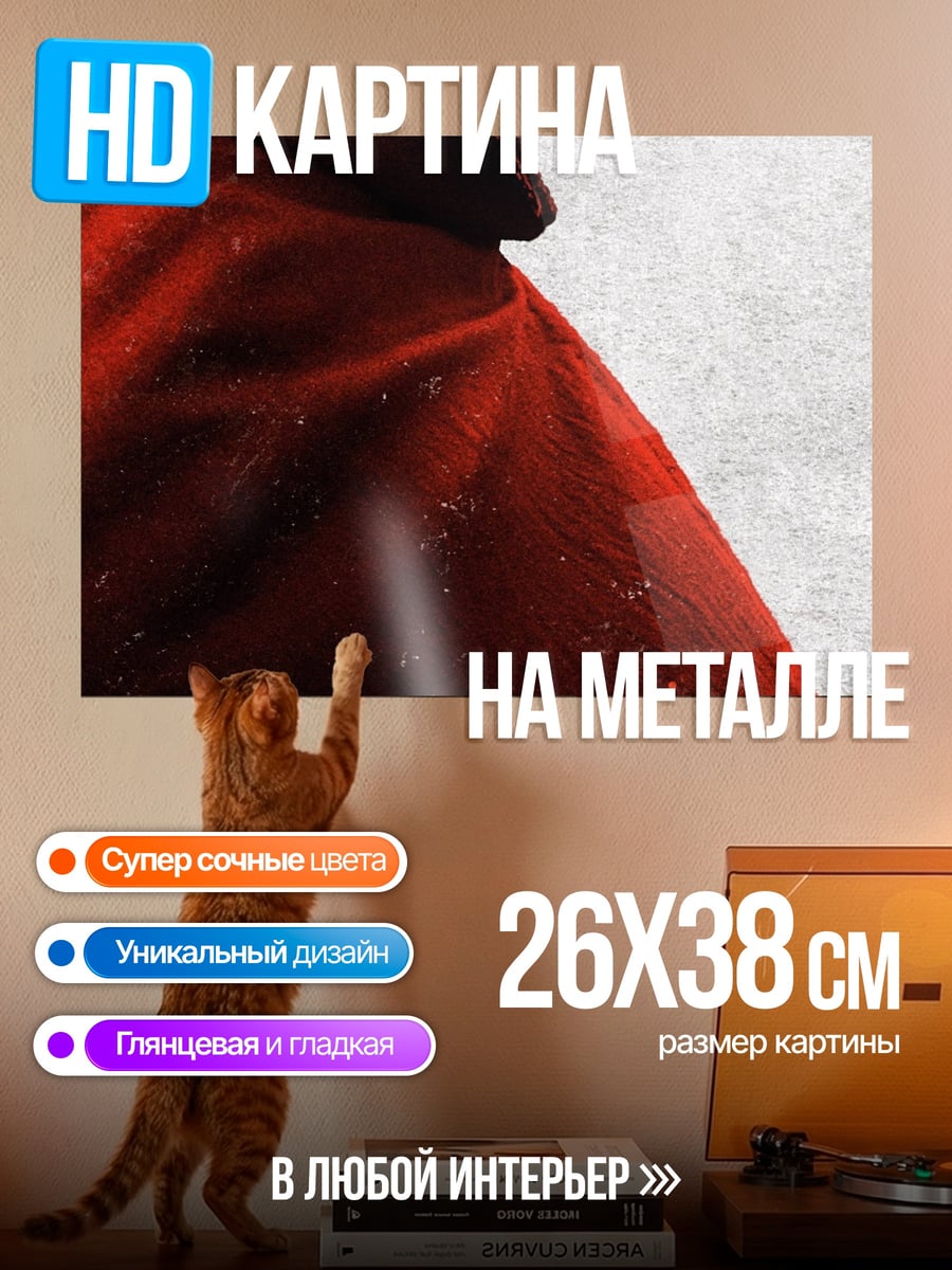 Картина на металле Девушка в красном