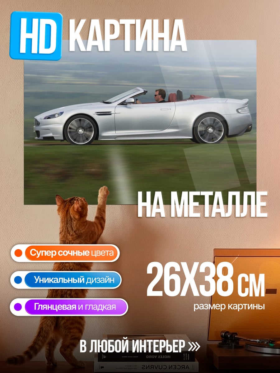 Картина на металле Серебряный кабриолет