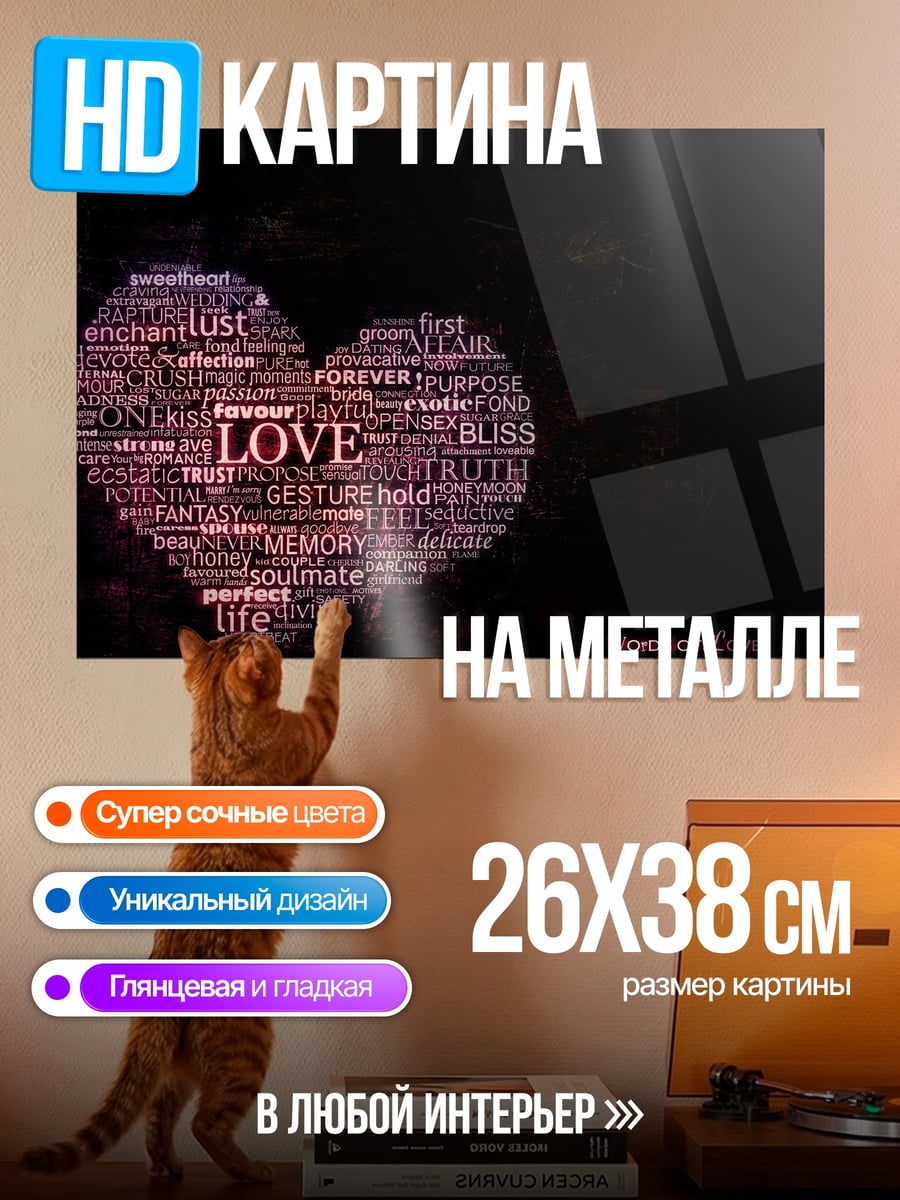 Картина на металле сердце из слов