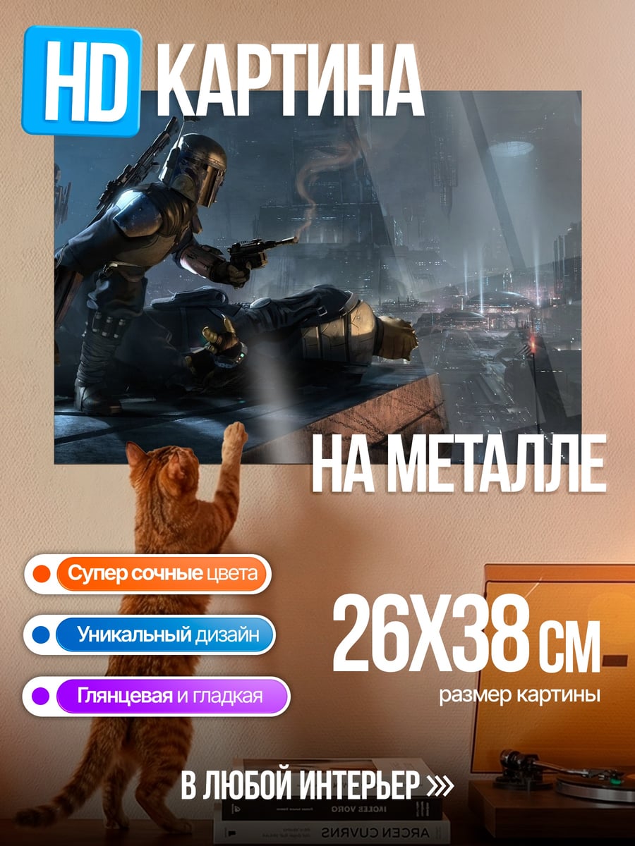 Картина на металле Мандалорец в городе