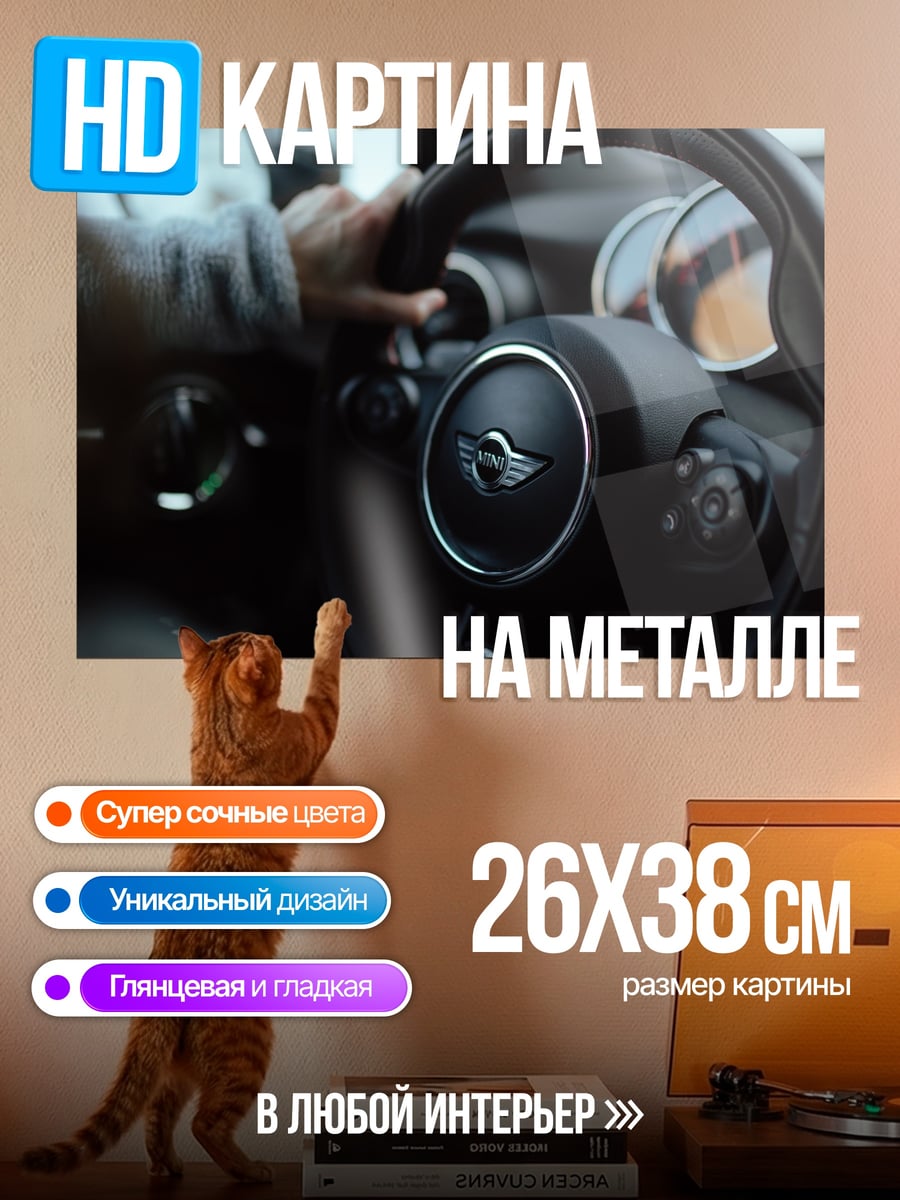 Картина на металле рука на руле