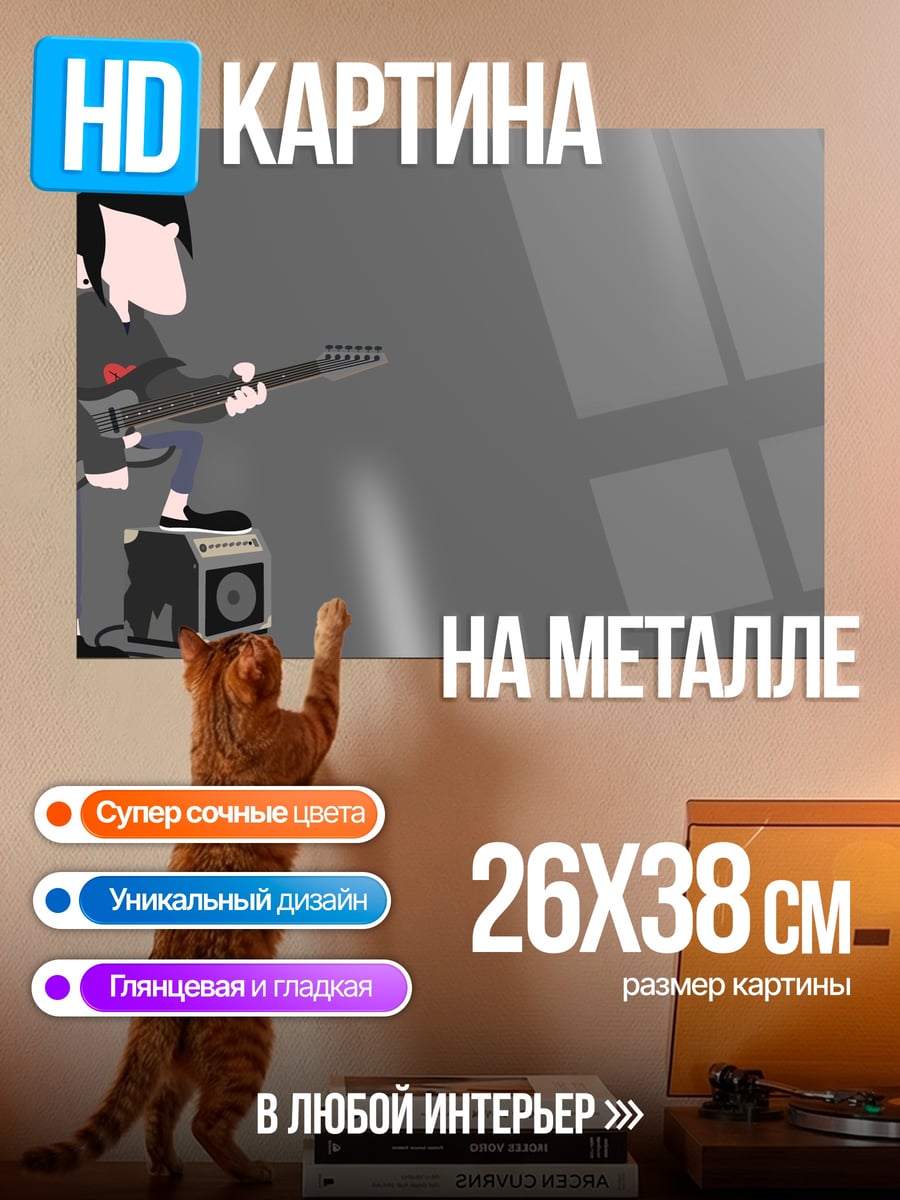Картина на металле Парень с гитарой