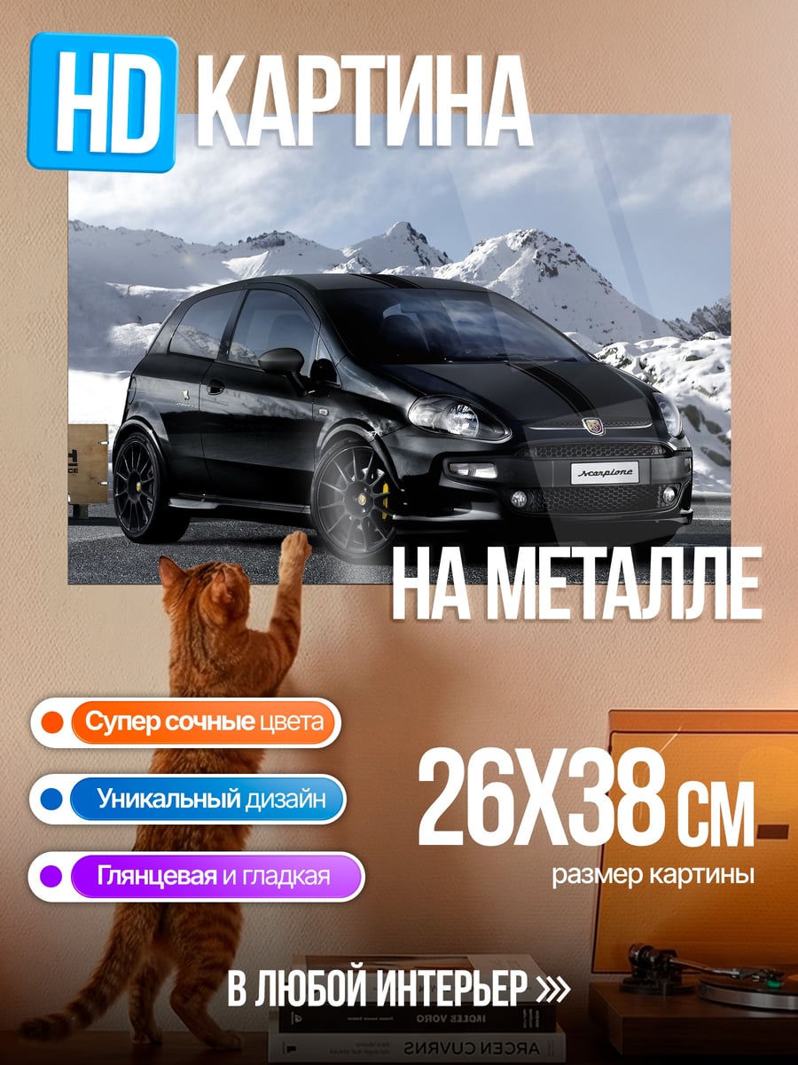 Картина на металле Черный спортивный автомобиль