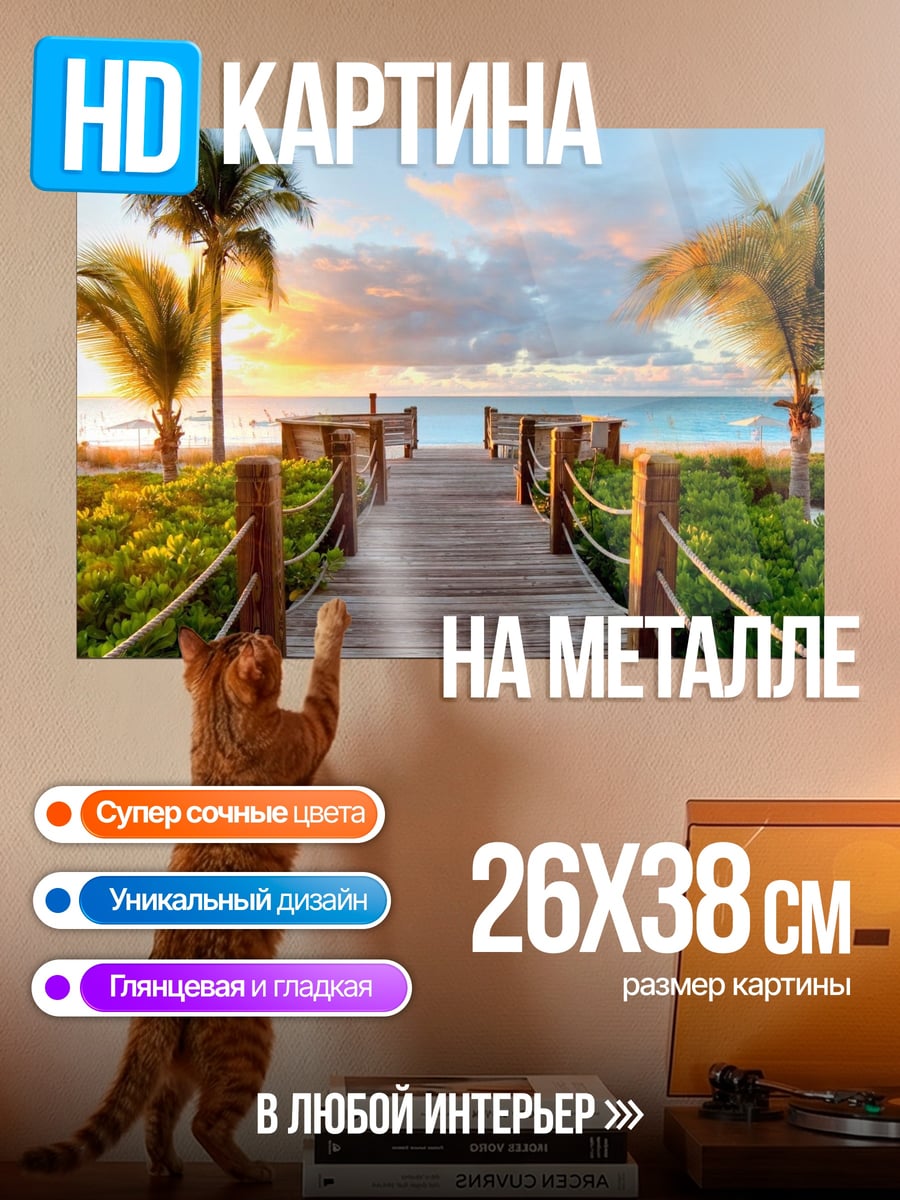 Картина на металле Пляжная дорога закат