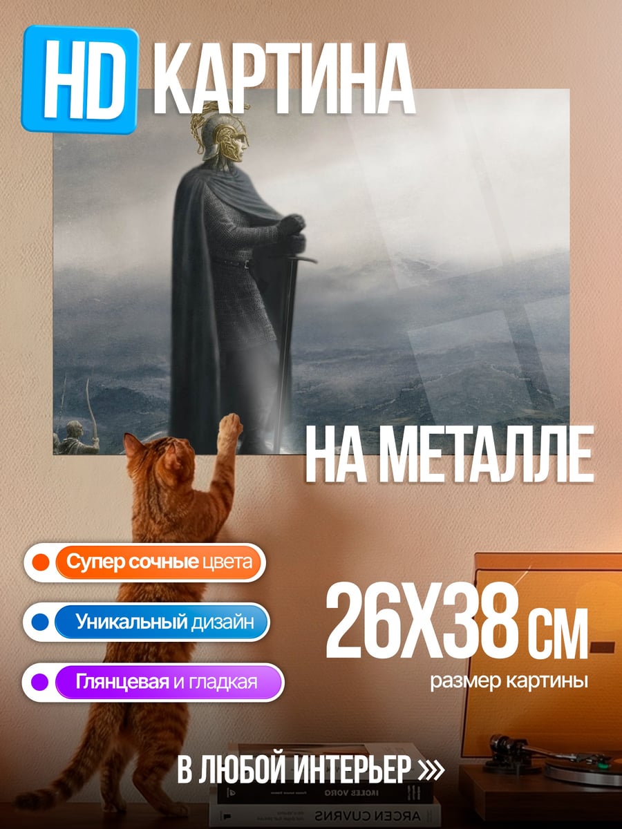 Картина на металле воин в плаще
