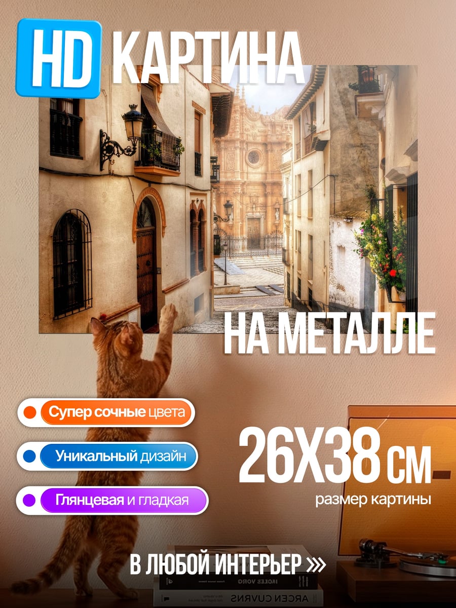 Картина на металле Старый город