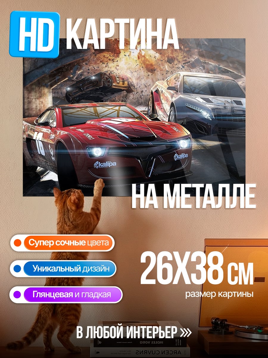 Картина на металле гонки под мостом