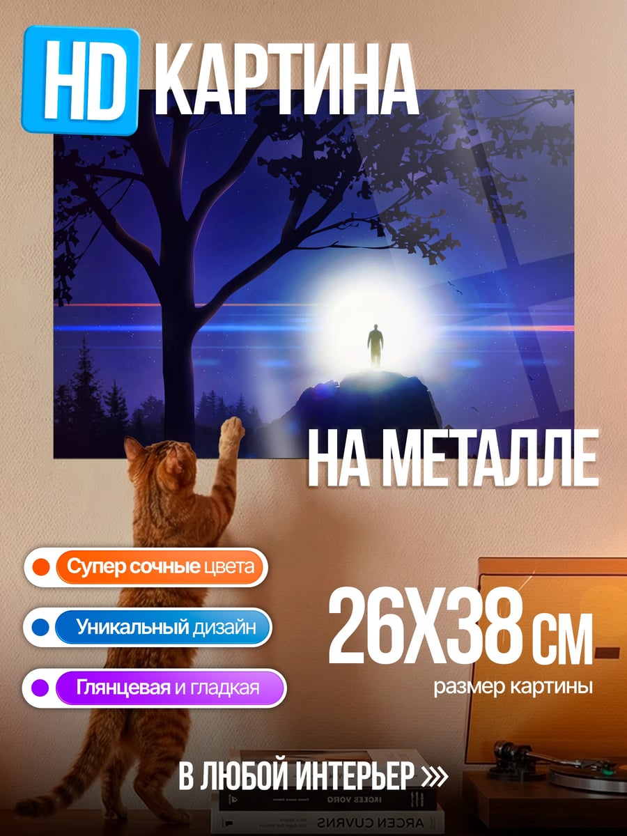 Картина на металле Человек в свете