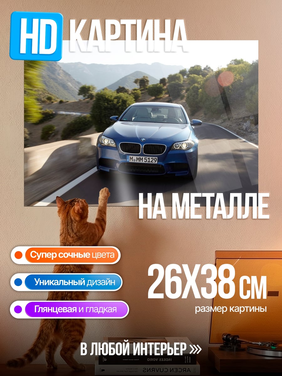 Картина на металле Синий BMW M5