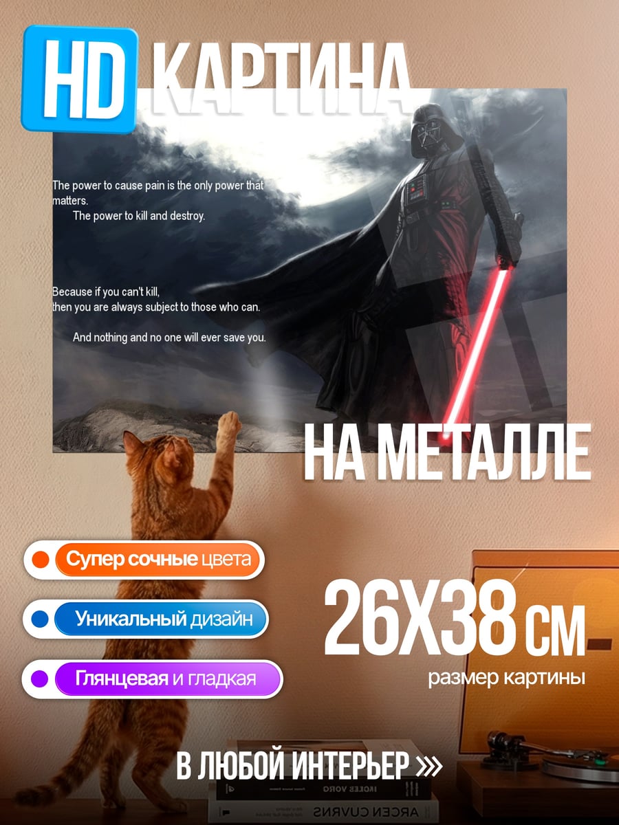 Картина на металле Дарт Вейдер с мечом