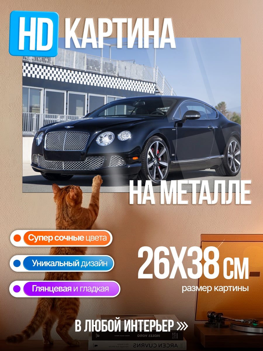 Картина на металле Черный Bentley