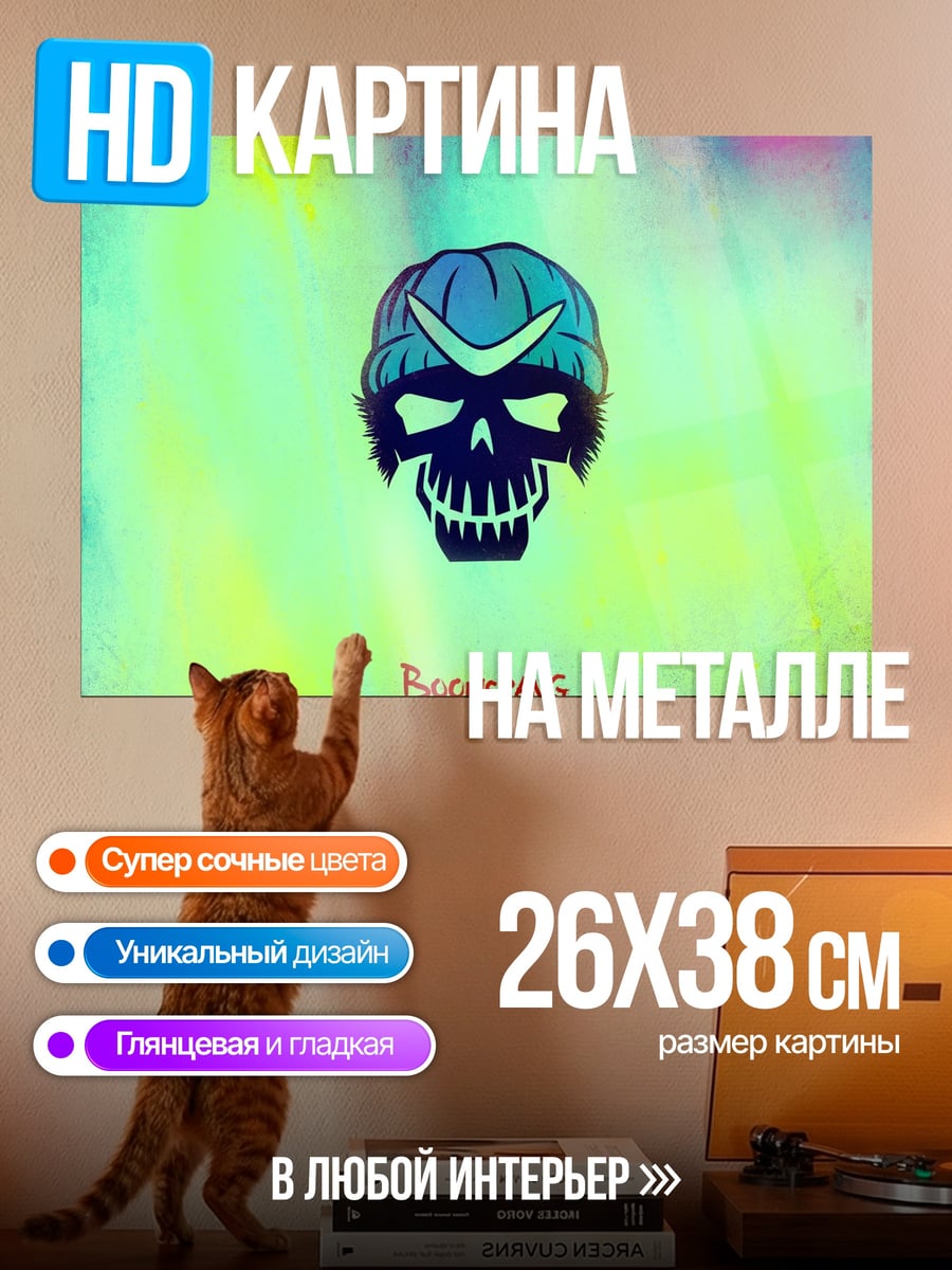 Картина на металле Череп в шапке