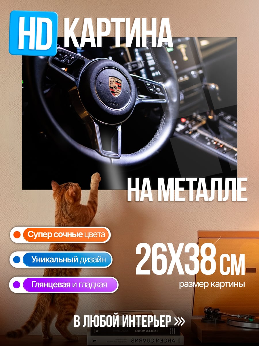 Картина на металле Руль Porsche