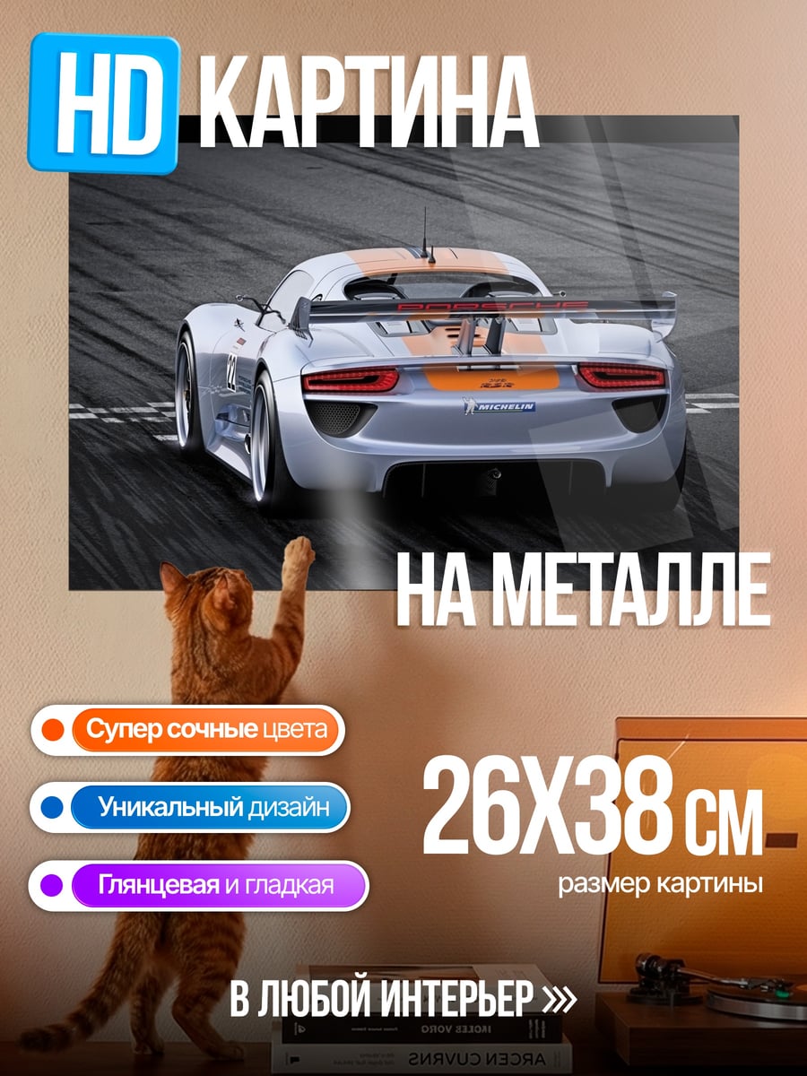 Картина на металле гоночный автомобиль вид сзади