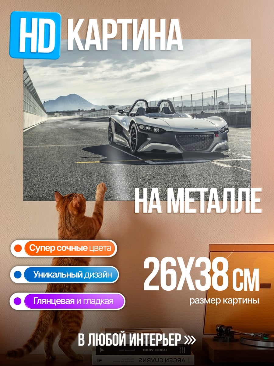 Картина на металле Спортивный автомобиль на треке