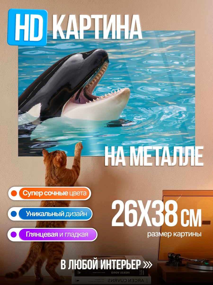 Картина на металле Косатка в воде