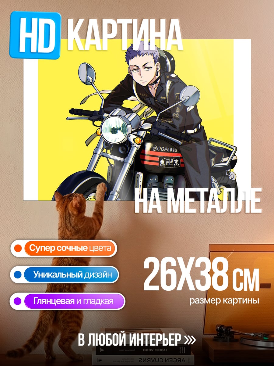 Картина на металле Аниме байкер