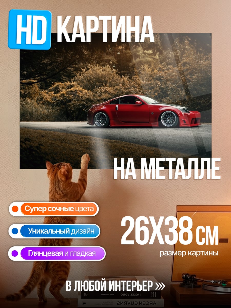 Картина на металле Красный спорткар