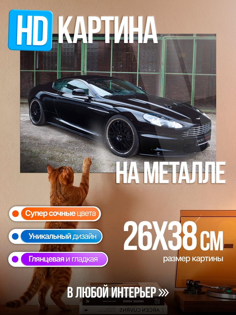 Картина на металле Черный спорткар