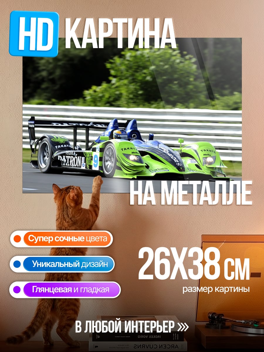 Картина на металле гоночная машина