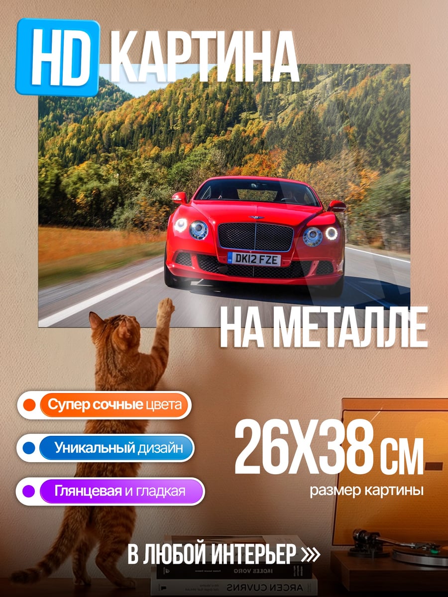 Картина на металле Красный спорткар