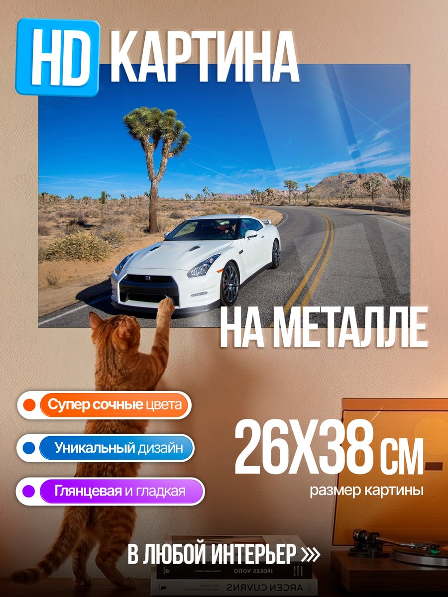 Картина на металле Белый спорткар