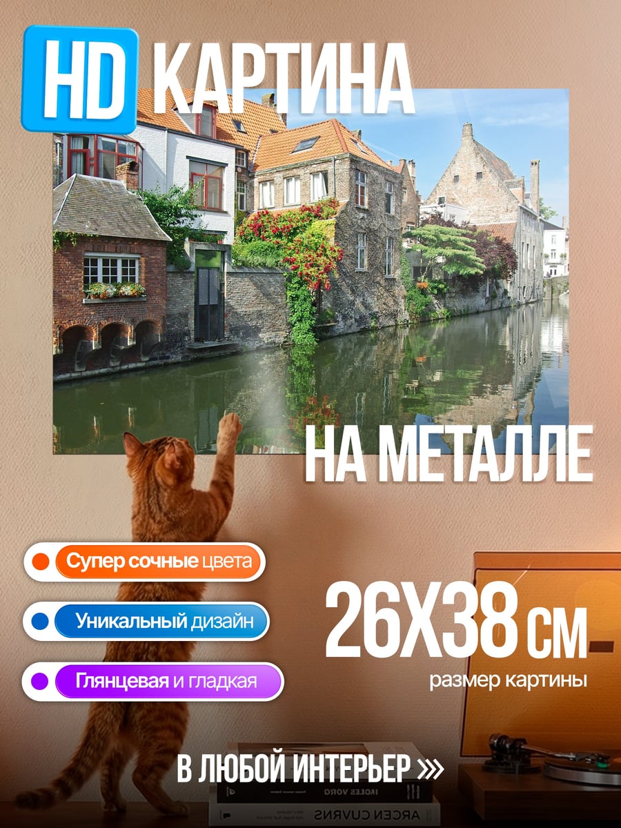 Картина на металле Городской канал