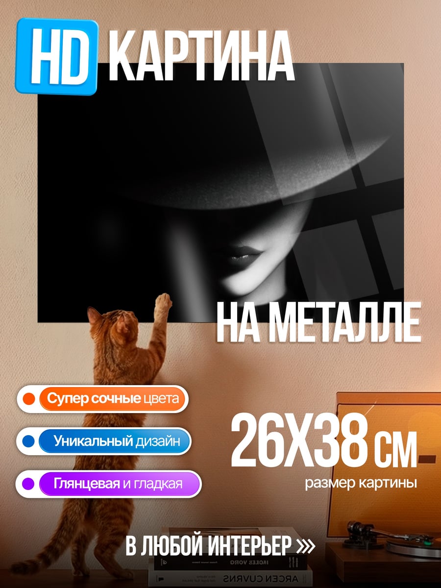Картина на металле Таинственная незнакомка