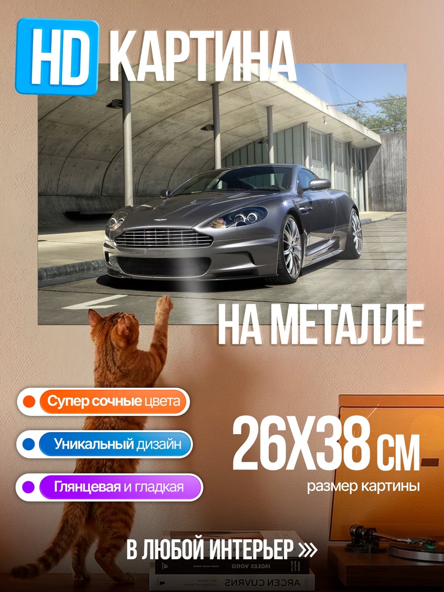 Картина на металле серый спорткар