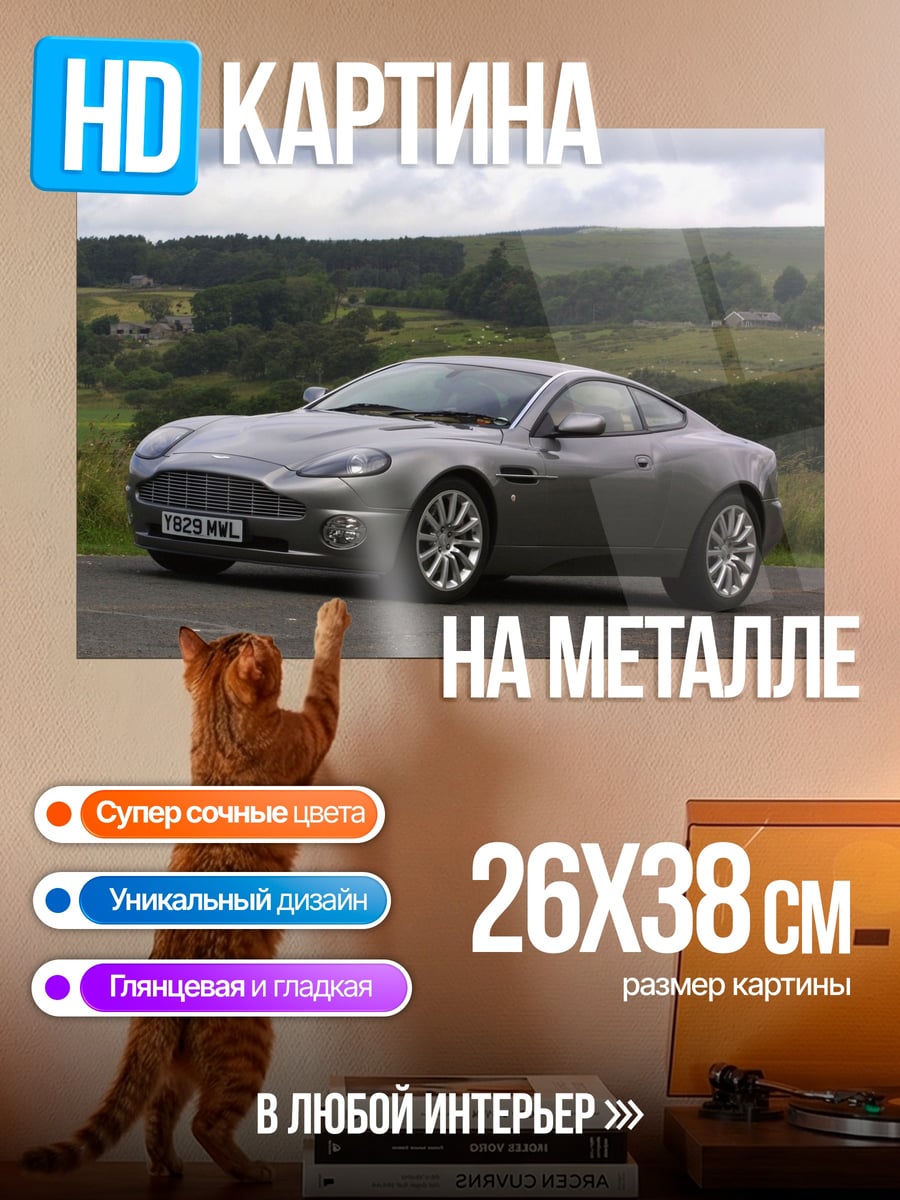 Картина на металле серый спорткар