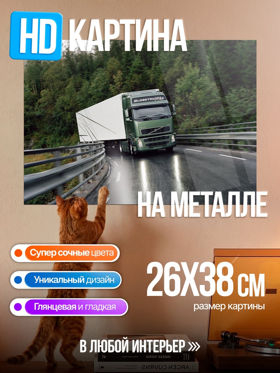 Картина на металле грузовик на дороге