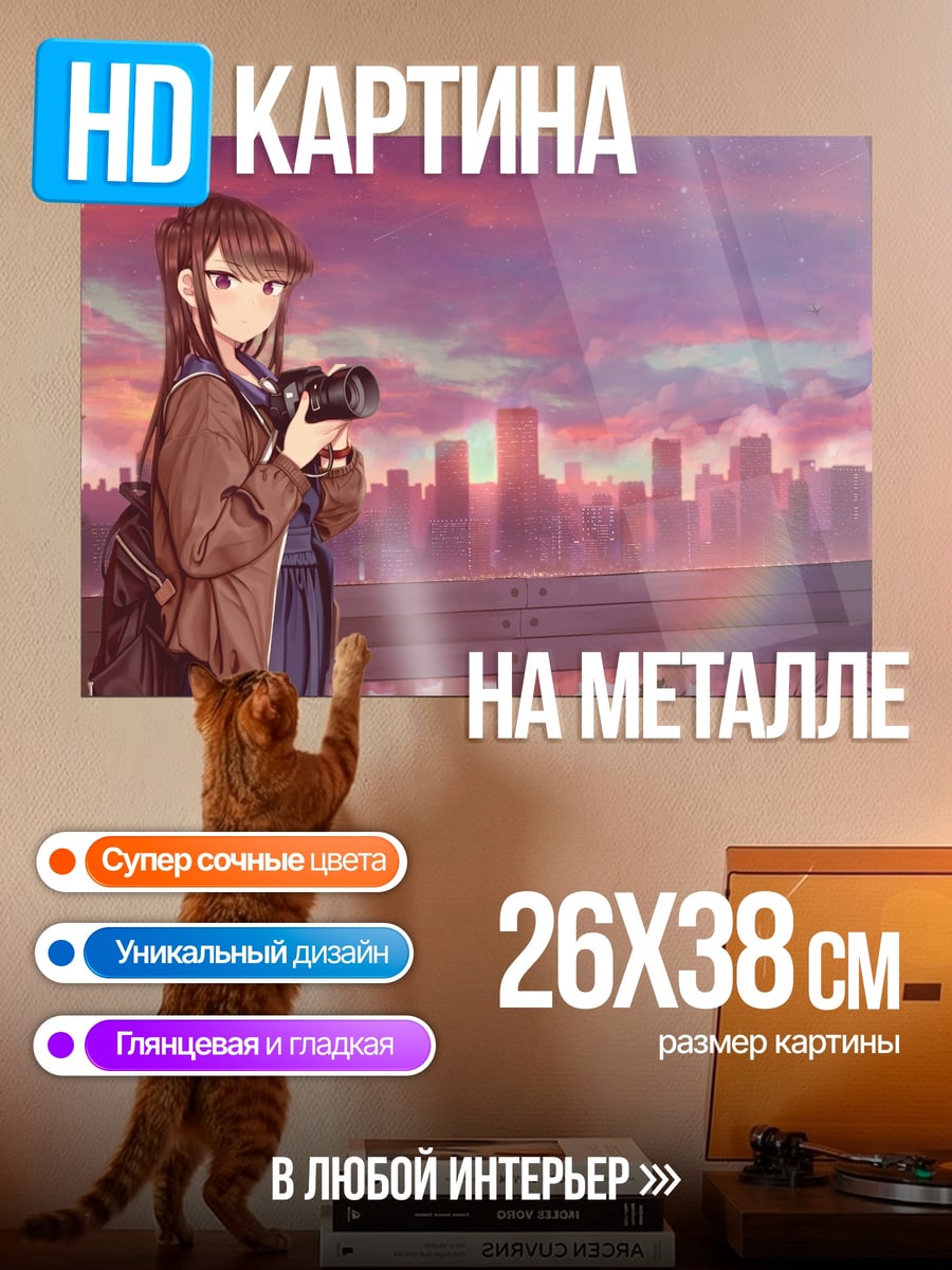 Картина на металле Аниме девушка с камерой